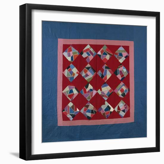 An Amish Crazy Quilt Pattern Coverlet. 'K.F.', Lancaster County, Pennsylvania, 1922-null-Framed Premium Giclee Print