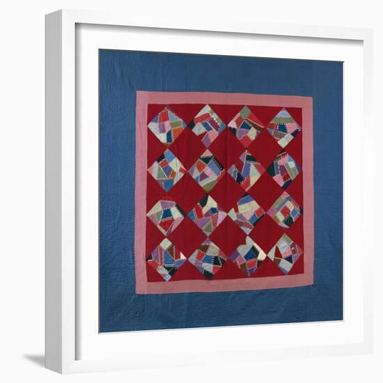 An Amish Crazy Quilt Pattern Coverlet. 'K.F.', Lancaster County, Pennsylvania, 1922-null-Framed Premium Giclee Print