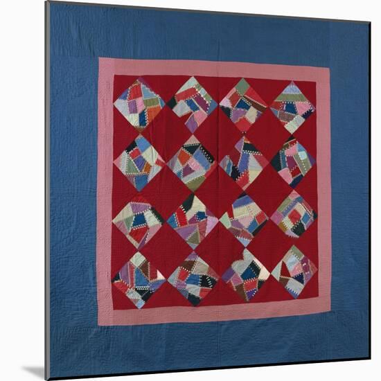 An Amish Crazy Quilt Pattern Coverlet. 'K.F.', Lancaster County, Pennsylvania, 1922-null-Mounted Premium Giclee Print