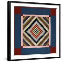 An Amish Pieced Cotton and Wool Quilted Coverlet, Lancaster County, Pennsylvania, circa 1925-null-Framed Giclee Print