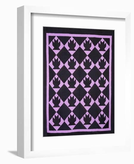 An Amish Pieced & Quilted Cotton Coverlet, Indiana or Ohio, circa 1910-null-Framed Giclee Print