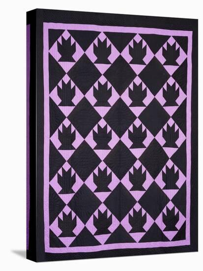 An Amish Pieced & Quilted Cotton Coverlet, Indiana or Ohio, circa 1910-null-Stretched Canvas