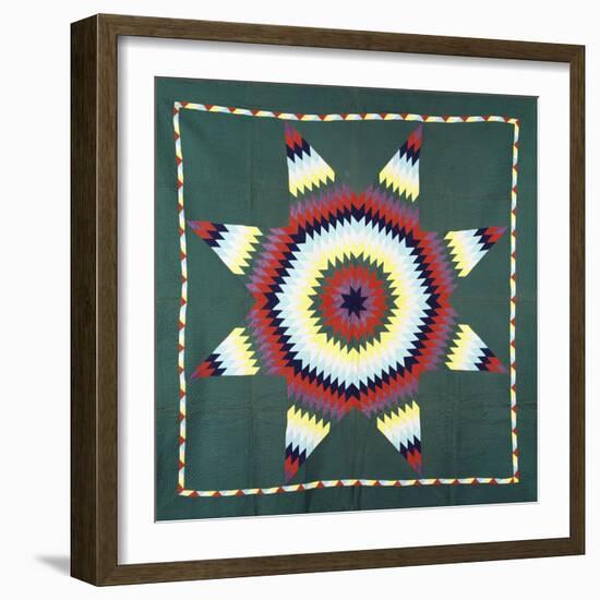 An Amish Star of Bethlehem Coverlet, Pennsylvania, Pieced and Quilted Cotton, Circa 1930-null-Framed Giclee Print