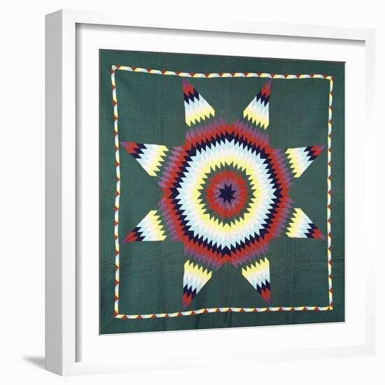 An Amish Star of Bethlehem Coverlet, Pennsylvania, Pieced and Quilted Cotton, Circa 1930-null-Framed Giclee Print