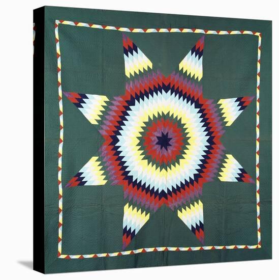 An Amish Star of Bethlehem Coverlet, Pennsylvania, Pieced and Quilted Cotton, Circa 1930-null-Stretched Canvas