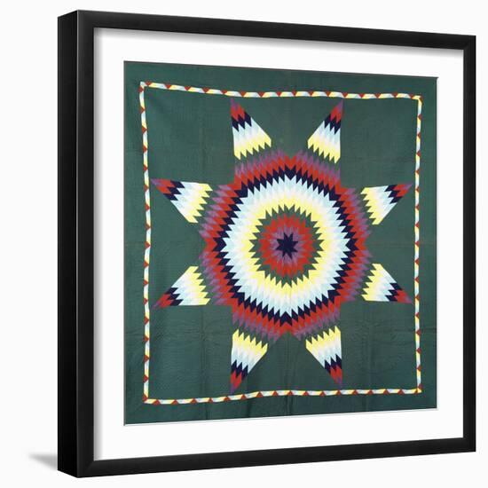 An Amish Star of Bethlehem Coverlet, Pennsylvania, Pieced and Quilted Cotton, Circa 1930-null-Framed Premium Giclee Print