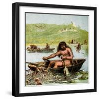 An Ancient Briton in His Boat-null-Framed Giclee Print