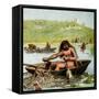 An Ancient Briton in His Boat-null-Framed Stretched Canvas