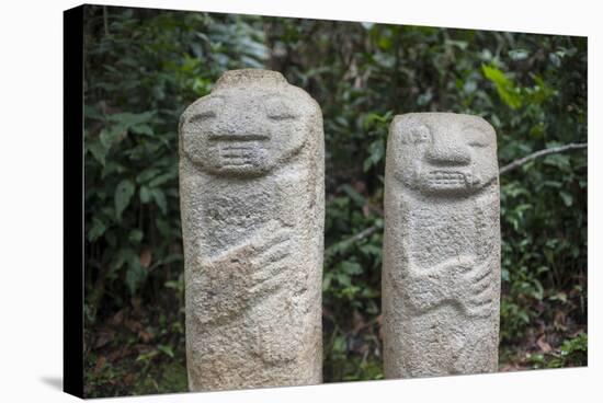 An ancient pre-Columbian stone carving at San Agustin, UNESCO World Heritage Site, South Colombia-Alex Treadway-Stretched Canvas