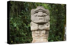 An ancient pre-Columbian stone carving at San Agustin, UNESCO World Heritage Site, South Colombia-Alex Treadway-Stretched Canvas