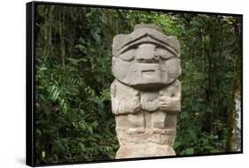 An ancient pre-Columbian stone carving at San Agustin, UNESCO World Heritage Site, South Colombia-Alex Treadway-Framed Stretched Canvas