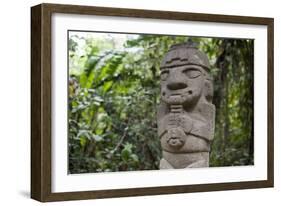 An ancient pre-Columbian stone carving at San Agustin, UNESCO World Heritage Site, South Colombia-Alex Treadway-Framed Photographic Print