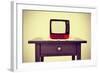 An Ancient Red Television on a Table with a Retro Effect-nito-Framed Photographic Print