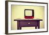 An Ancient Red Television on a Table with a Retro Effect-nito-Framed Photographic Print