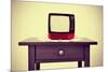 An Ancient Red Television on a Table with a Retro Effect-nito-Mounted Photographic Print