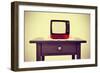 An Ancient Red Television on a Table with a Retro Effect-nito-Framed Photographic Print