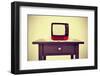 An Ancient Red Television on a Table with a Retro Effect-nito-Framed Photographic Print