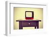 An Ancient Red Television on a Table with a Retro Effect-nito-Framed Photographic Print