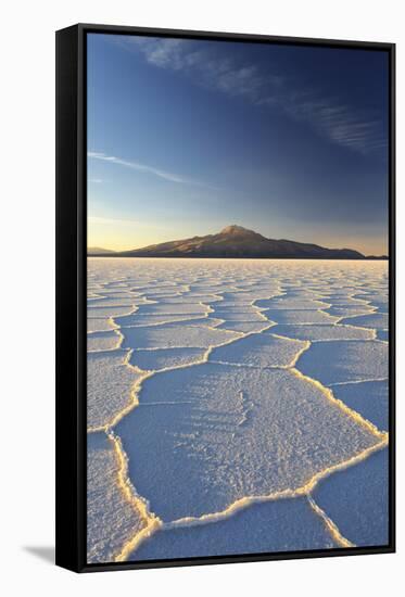 An Andean Volcano Rises Above the Salar De Uyuni-Roberto Moiola-Framed Stretched Canvas