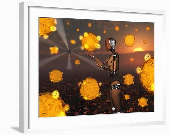 An Android Learns to Use the Power of the Atom-Stocktrek Images-Framed Photographic Print