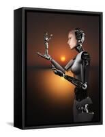 An Android Takes a Closer Look at a Representation of Herself-Stocktrek Images-Framed Stretched Canvas