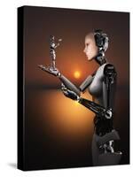An Android Takes a Closer Look at a Representation of Herself-Stocktrek Images-Stretched Canvas