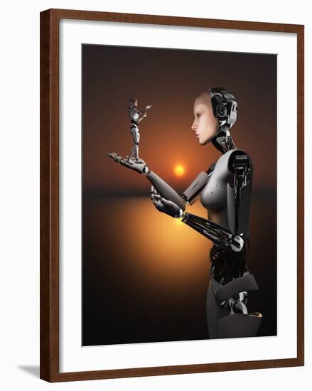 An Android Takes a Closer Look at a Representation of Herself-Stocktrek Images-Framed Photographic Print