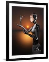 An Android Takes a Closer Look at a Representation of Herself-Stocktrek Images-Framed Photographic Print