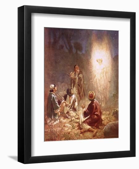 An Angel Announcing to the Shepherds of Bethlehem the Birth of Jesus-William Brassey Hole-Framed Giclee Print