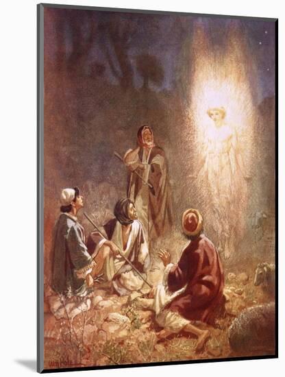 An Angel Announcing to the Shepherds of Bethlehem the Birth of Jesus-William Brassey Hole-Mounted Giclee Print