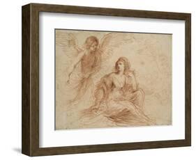 An Angel Appearing to Hagar and Ishmael, C.1653-Guercino-Framed Giclee Print