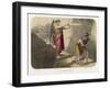 An Angel Brandishes Her Sword While She Watches Adam and Eve Slink out of Paradise-null-Framed Art Print