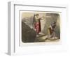 An Angel Brandishes Her Sword While She Watches Adam and Eve Slink out of Paradise-null-Framed Art Print