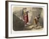 An Angel Brandishes Her Sword While She Watches Adam and Eve Slink out of Paradise-null-Framed Art Print