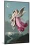 An Angel Flies Through the Night Sky Carrying a Child-null-Mounted Photographic Print