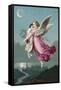 An Angel Flies Through the Night Sky Carrying a Child-null-Framed Stretched Canvas
