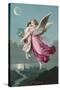 An Angel Flies Through the Night Sky Carrying a Child-null-Stretched Canvas