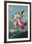 An Angel Flies Through the Night Sky Carrying a Child-null-Framed Photographic Print