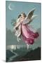 An Angel Flies Through the Night Sky Carrying a Child-null-Mounted Photographic Print