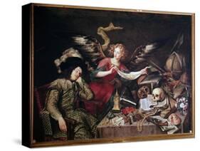 An angel shows the dream of a sleeping knight-Antonio De pereda-Stretched Canvas