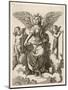 An Angel Sits Holding a Book and a Lyre Accompanied by Cherubim-null-Mounted Art Print