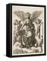 An Angel Sits Holding a Book and a Lyre Accompanied by Cherubim-null-Framed Stretched Canvas