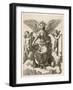 An Angel Sits Holding a Book and a Lyre Accompanied by Cherubim-null-Framed Art Print