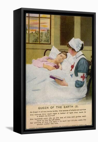 An Angelic Nurse Sits at the Side of a Patient's Bed and Reads to Him-null-Framed Stretched Canvas