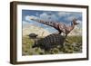 An Ankylosaurus Defending Itself from an Attacking Tyrannosaurus Rex-Stocktrek Images-Framed Art Print