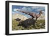 An Ankylosaurus Defending Itself from an Attacking Tyrannosaurus Rex-Stocktrek Images-Framed Art Print