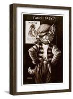 An Anthropomorphic Cat Smoking a Cigarette-null-Framed Giclee Print