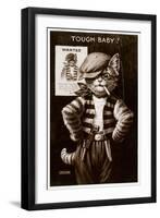 An Anthropomorphic Cat Smoking a Cigarette-null-Framed Giclee Print