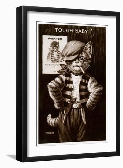 An Anthropomorphic Cat Smoking a Cigarette-null-Framed Giclee Print