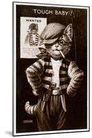An Anthropomorphic Cat Smoking a Cigarette-null-Mounted Giclee Print